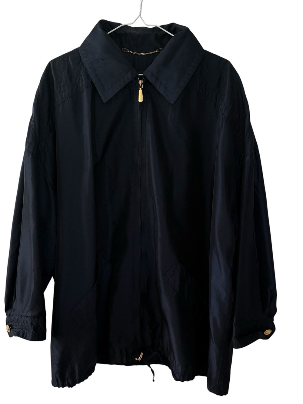 VTG 90s ESCADA Margaretha Ley Navy Blue Light Zip Jacket Gold Hardware 1X / 2X
